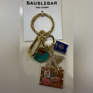 Gold Travel-Themed Keychain with Charms